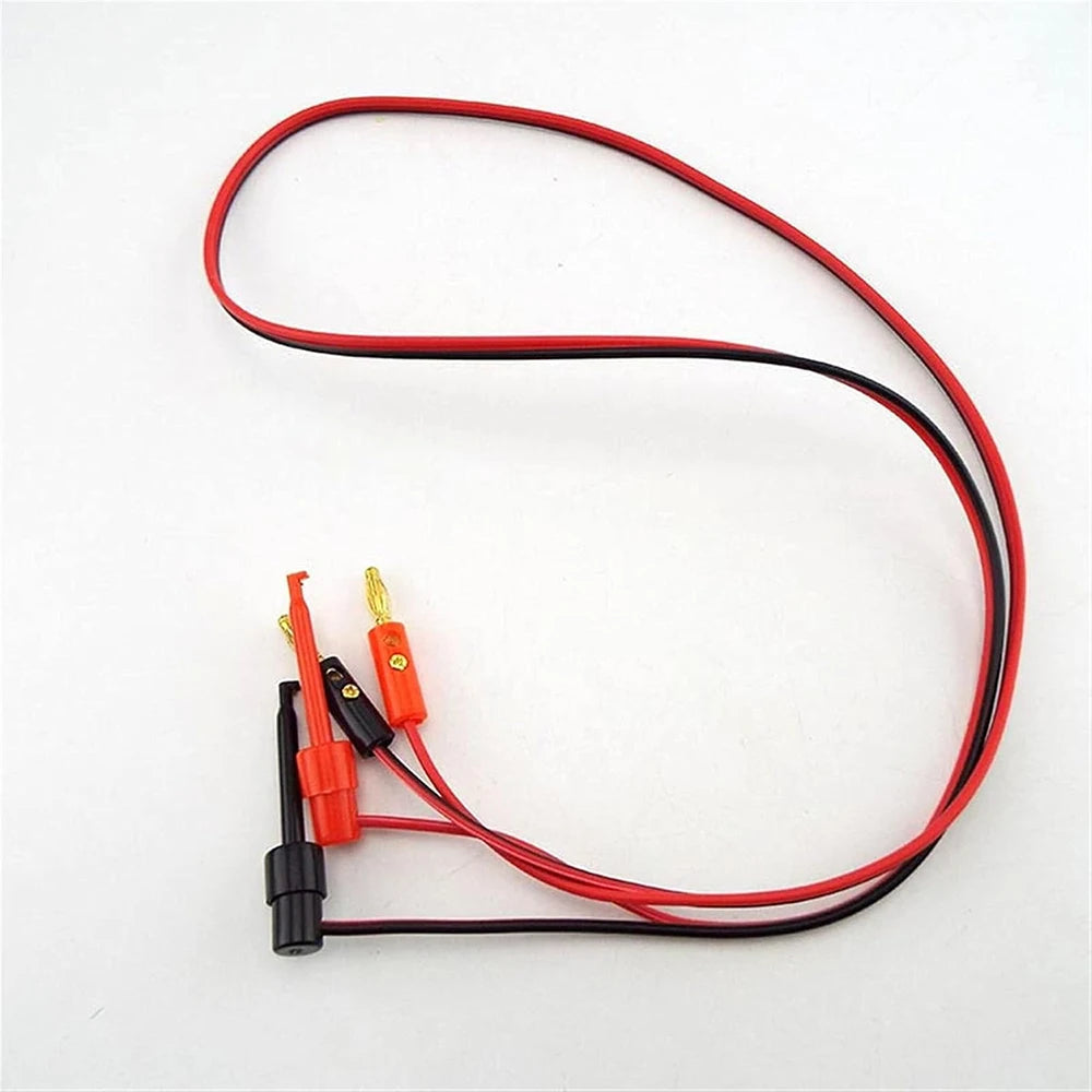 1M 4mm Banana Plug Test Cable - Gold Plated Electric Hook Clip Leads for Multimeter Testing, Red Black Connector Wires