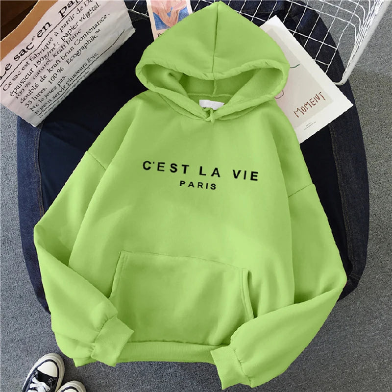 Women's Casual Print Loose Hoodie – Spring Long-Sleeve Harajuku Pullover Sweatshirt, Streetwear Style