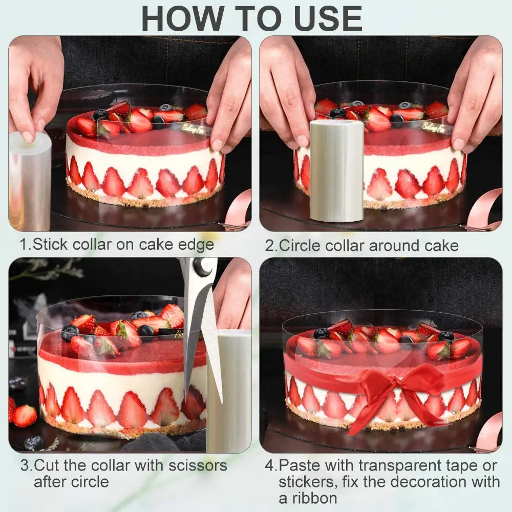 Acetate Film for Bakeware - Transparent Cake Surround Film, DIY Mousse Cake Collar Sheets for Cake Decorating