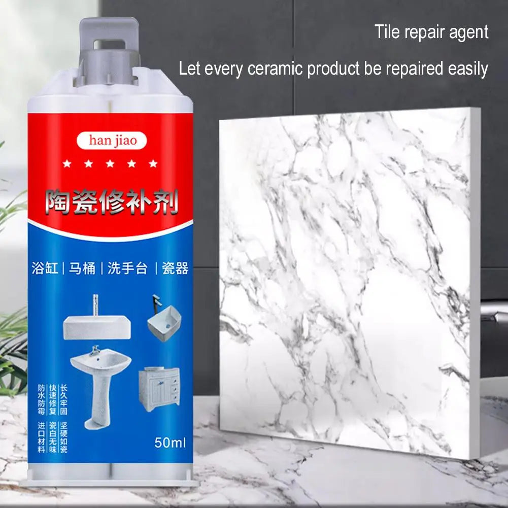 50ml Tile and Ceramic Repair Paste - Quick-Drying Adhesive for Porcelain, Enamel, Sink Cracks, and Tub Chips
