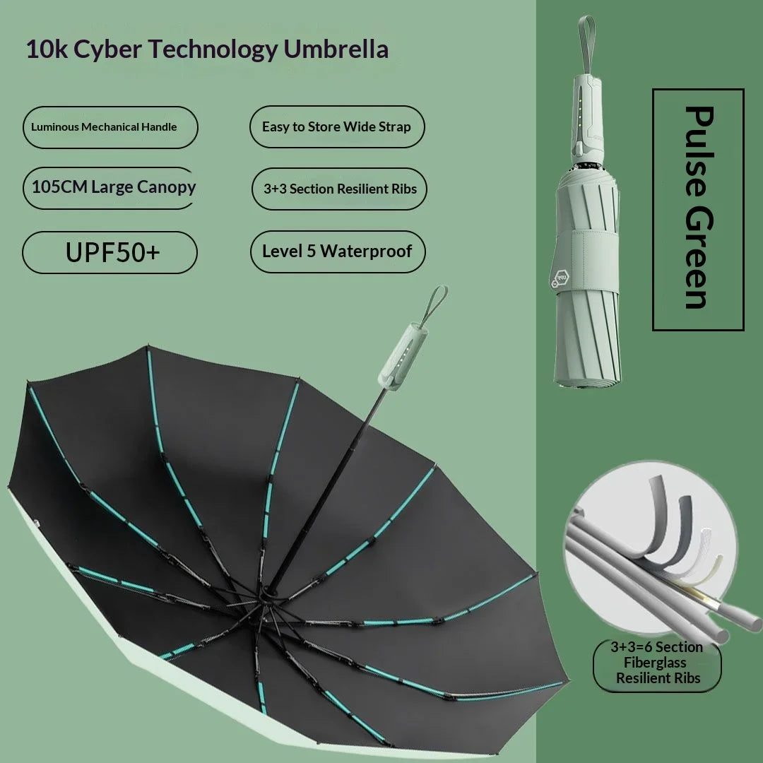 Cyber Style Automatic Umbrella - Extra-Large Reinforced Wind-Resistant & UV-Proof Rain and Sun Umbrella