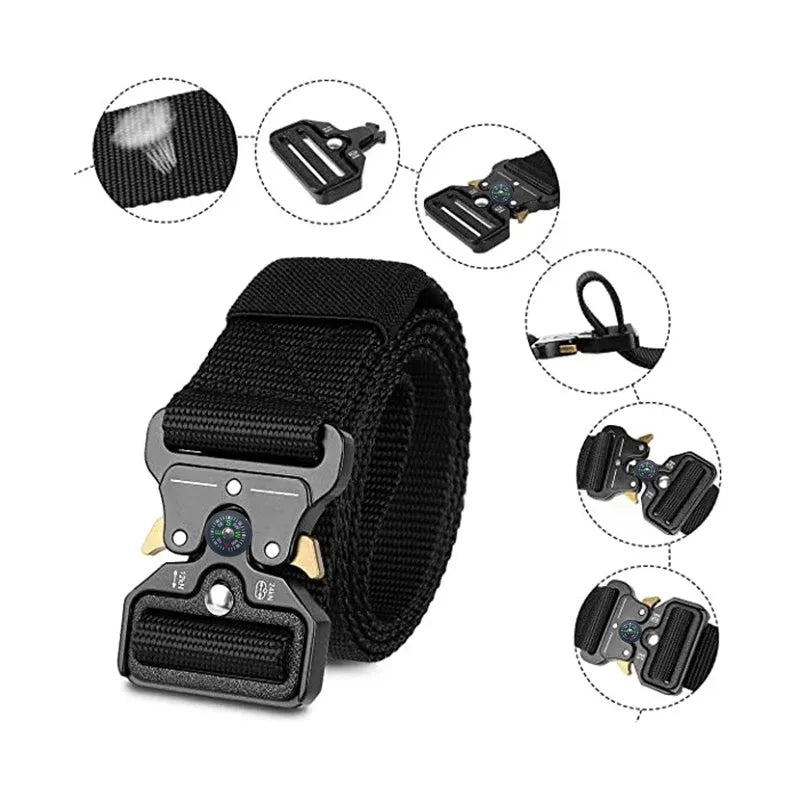 Men's Army Tactical Belt – Multifunctional Nylon Canvas Woven Belt for Outdoor Hunting, Mountaineering & Trouser Use