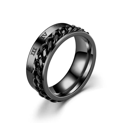 Titanium Steel Spinner Chain Ring - Rotatable Decompression Ring with Bottle Opener Design for Men & Women