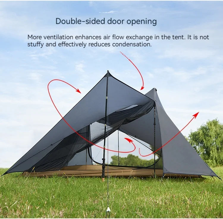 ASTA GEAR Yun Chuan 15D Nylon Ultralight Tent – Double-Sided Silicon-Coated, Rodless Pyramid Design for Camping & Hiking