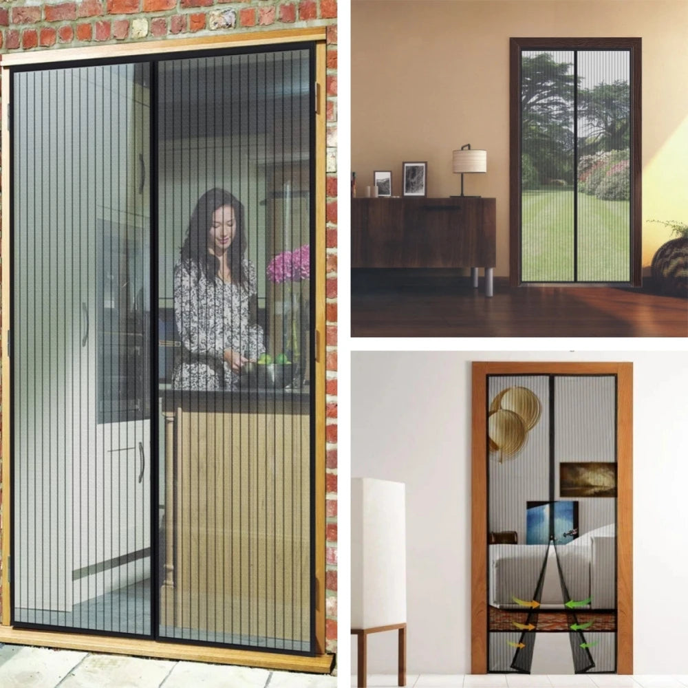 New No-Punch Magnetic Screen Door Curtain - Automatic Closing Anti-Mosquito Insect Fly Bug Protection for Household Ventilation