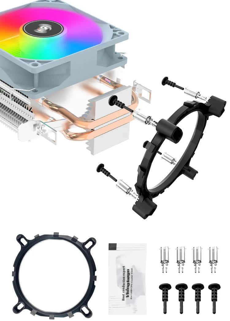 Aigo CPU Cooler — 2/4/6 Heat Pipe Radiator with 3-Pin PWM Silent RGB Fan for Intel LGA 1700/1150/1155/1156/1366 & AMD AM2/AM3/AM4