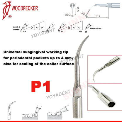 Woodpecker Dental Scaler Tips – Ultrasonic Tooth Cleaning, Endo & Perio Scaling Tips, Fit EMS UDS Scaler Handpiece