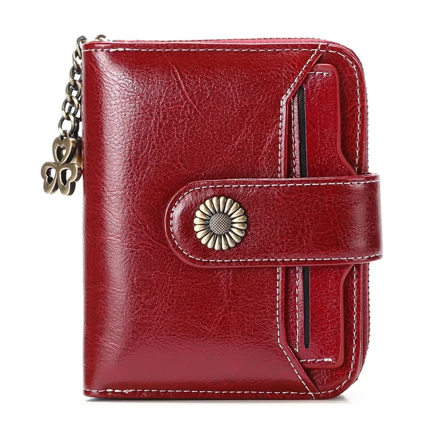 Genuine Leather Short Wallet for Women — Slim Hasp & Zipper Mini Purse, Portable Coin & Card Holder