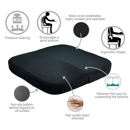 Orthopedic Memory Foam Coccyx Cushion – Non-Slip Tailbone & Sciatica Pain Relief Seat Pad for Office Chair & Car
