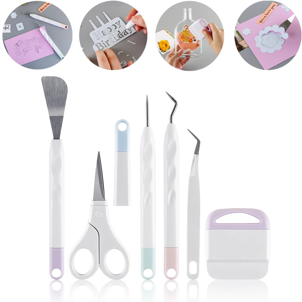 6pcs Craft Vinyl Weeding Tool Set – DIY Scrapbook & Silhouette Carving Tools for Cricut Maker