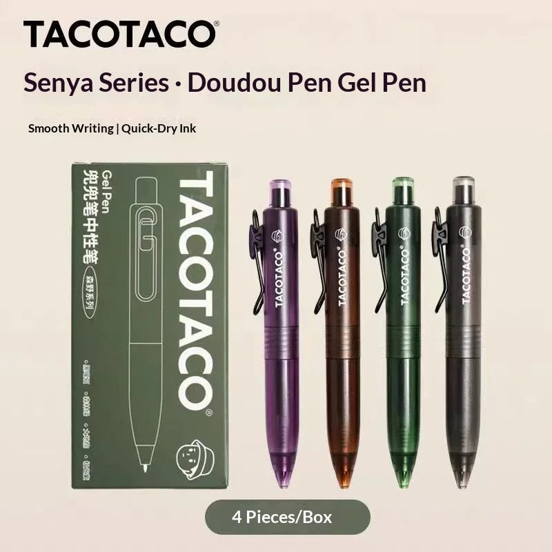 TACOTACO Forest Series Gel Pens - 4-Piece 0.5mm Quick-Dry Black Ink Retractable Pens