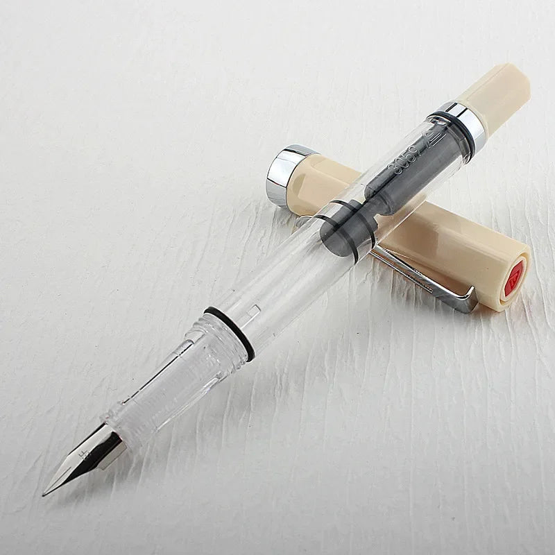 3059 Piston Fountain Pen – High-Quality Transparent Resin with EF/F Nib (0.38/0.5mm) for Business & Gift