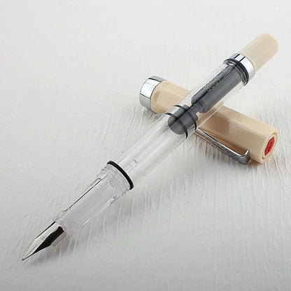 3059 Piston Fountain Pen – High-Quality Transparent Resin with EF/F Nib (0.38/0.5mm) for Business & Gift