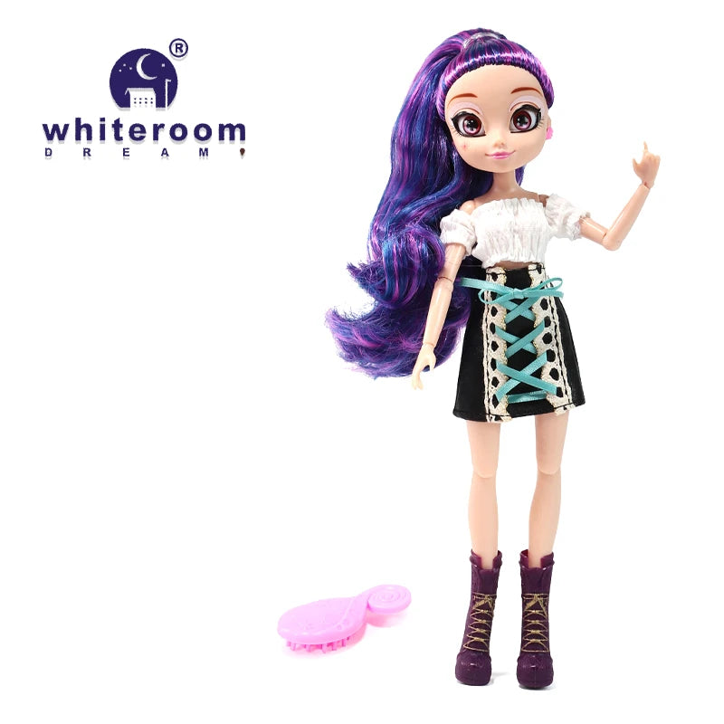 26cm BJD Doll for Girls – Purple Hair Fashion Princess with Big Eyes & Accessories Gift