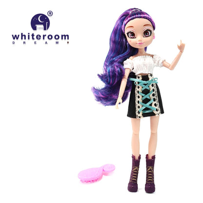 26cm BJD Doll for Girls – Purple Hair Fashion Princess with Big Eyes & Accessories Gift
