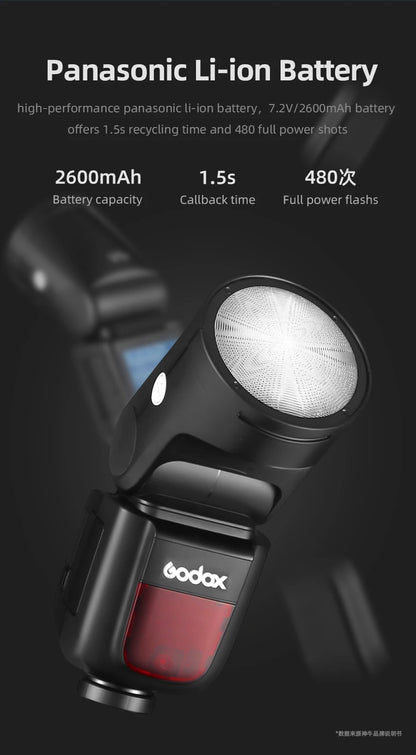 【Do Brasil】 Godox V1 Speedlight Flash - TTL 2.4G HSS for DSLR & Mirrorless Cameras, Compatible with Canon, Sony, Nikon, Fujifilm