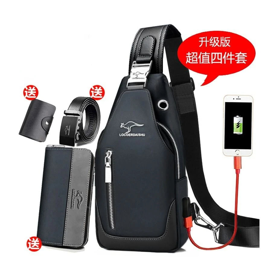 Men's Waterproof Oxford Chest Bag – Korean Style Casual Sport Crossbody Shoulder Messenger Bag