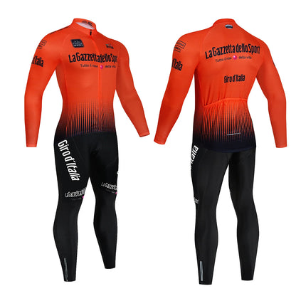 Tour De Italy D'ITALIA Cycling Clothes – Men's Fleece Jersey & Bib Pants Sports Set, Bicycle Uniform Costume