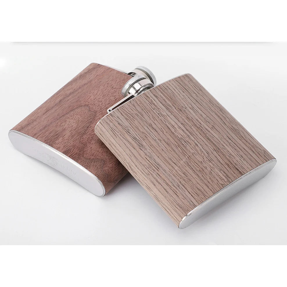 6oz Stainless Steel Hip Flask – Wood Grain Leather Wine Bottle, Portable Russian Flag Outdoor Flagon Gift for Men
