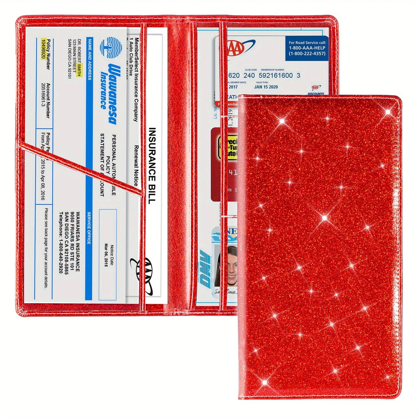 Men's Card Holder, Car Registration Vehicle License Insurance Card Holder Wallet