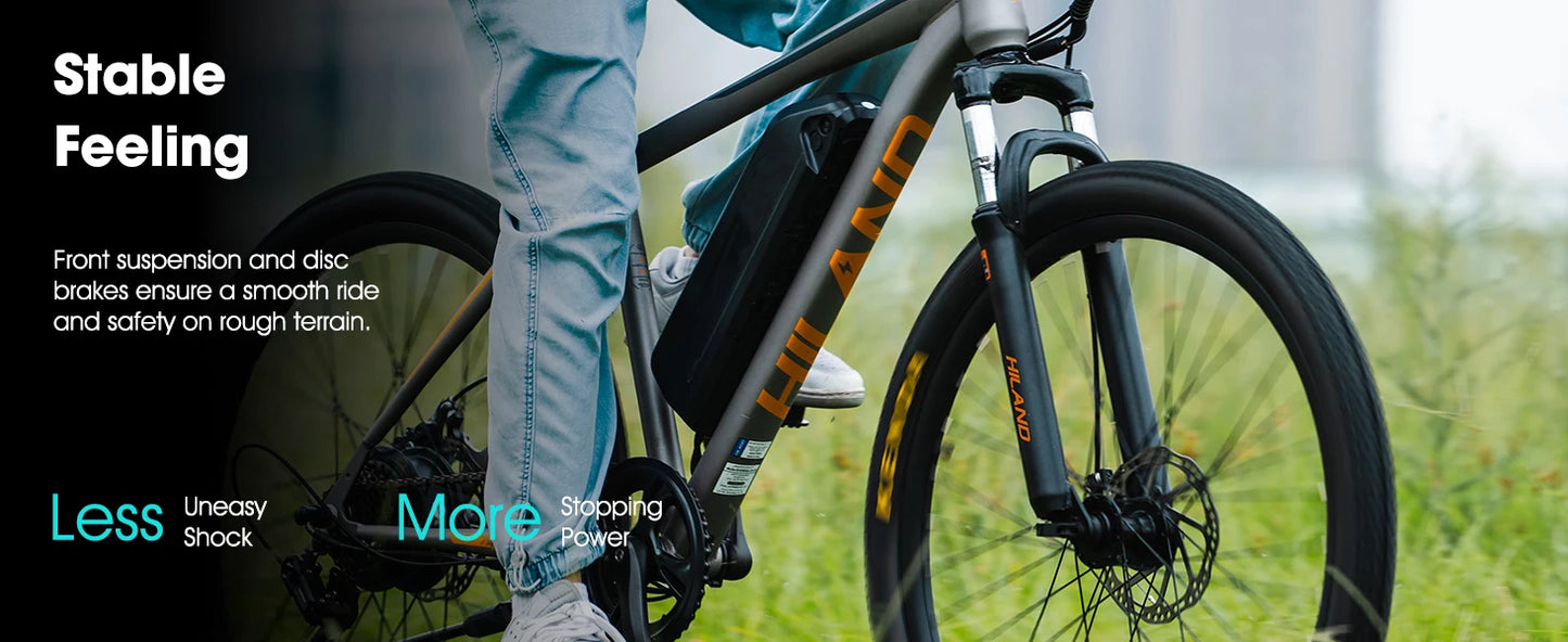 HILAND 26" Electric Mountain Bike for Adults - 500W Motor, 7 Speeds, Removable Battery, 20MPH Ebike