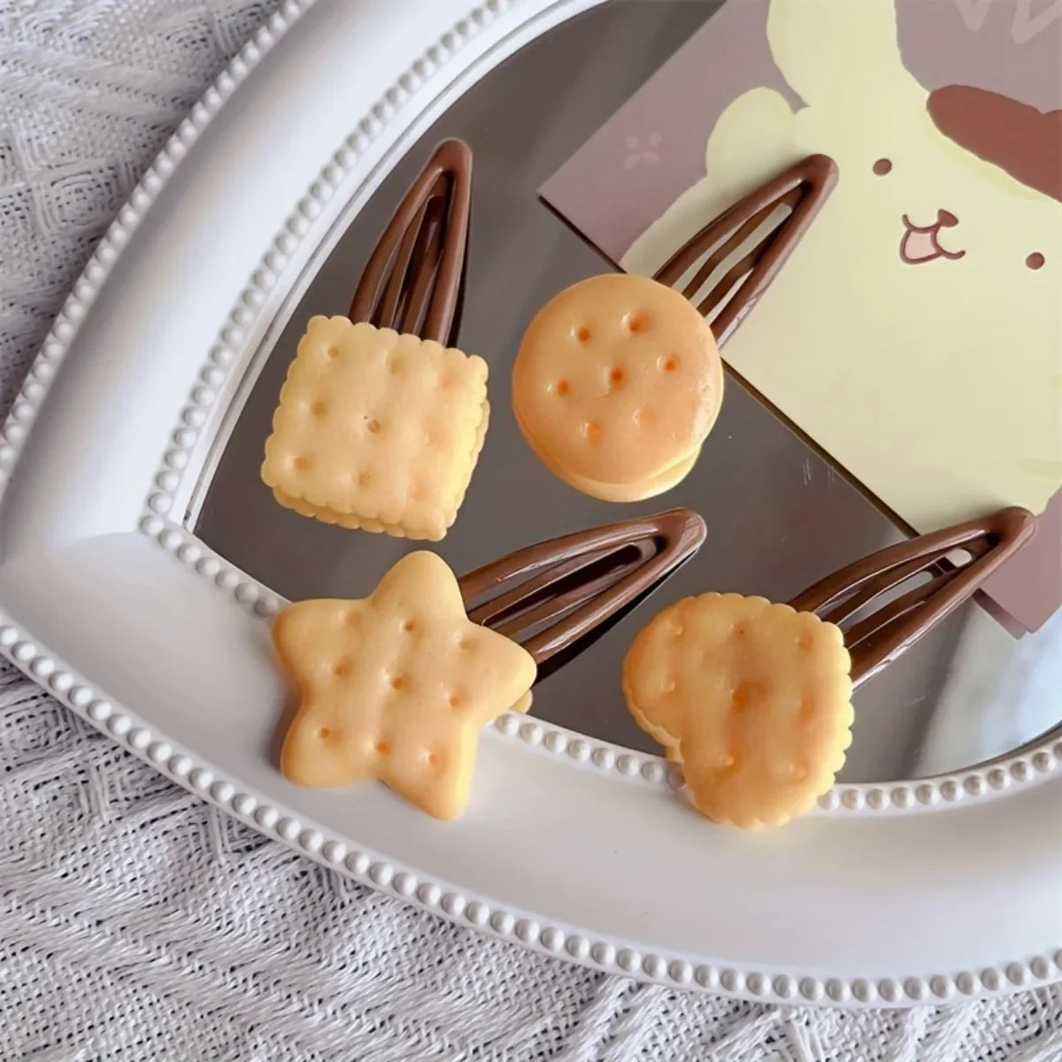 8Pcs Cute Biscuit Hair Clips Set - Adorable Simulation Food Theme Hairpins for Women Girls Daily Accessories