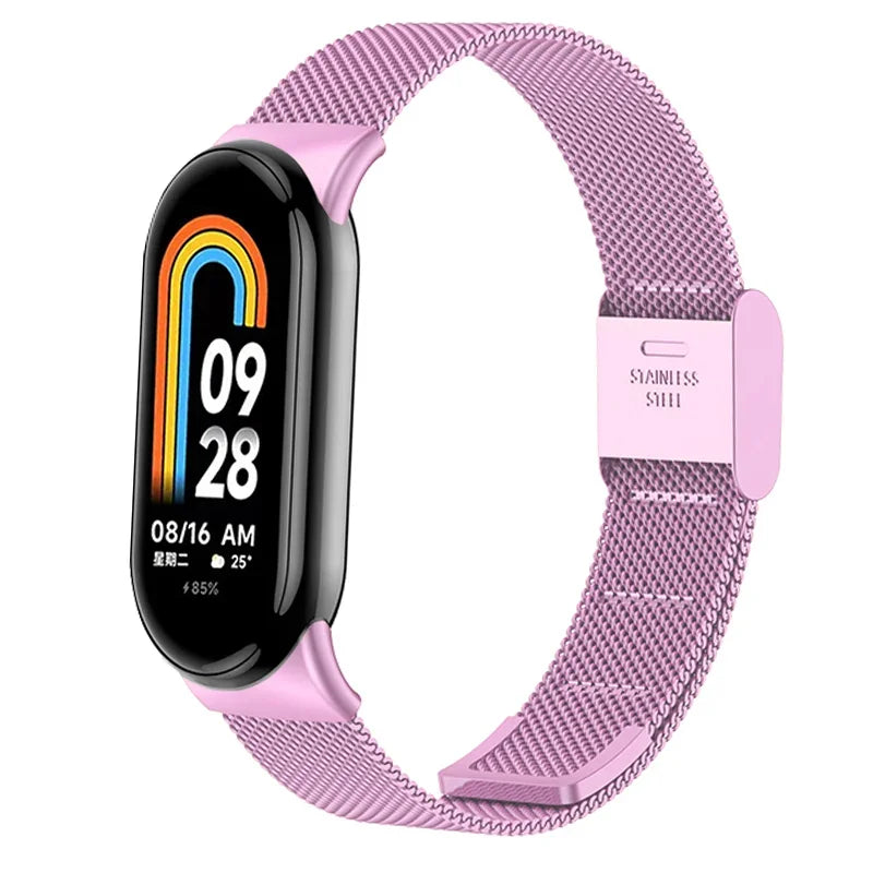 Stainless Steel Mesh Strap for Xiaomi Mi Band 9 & 8 – Metal Replacement Watchband Accessory