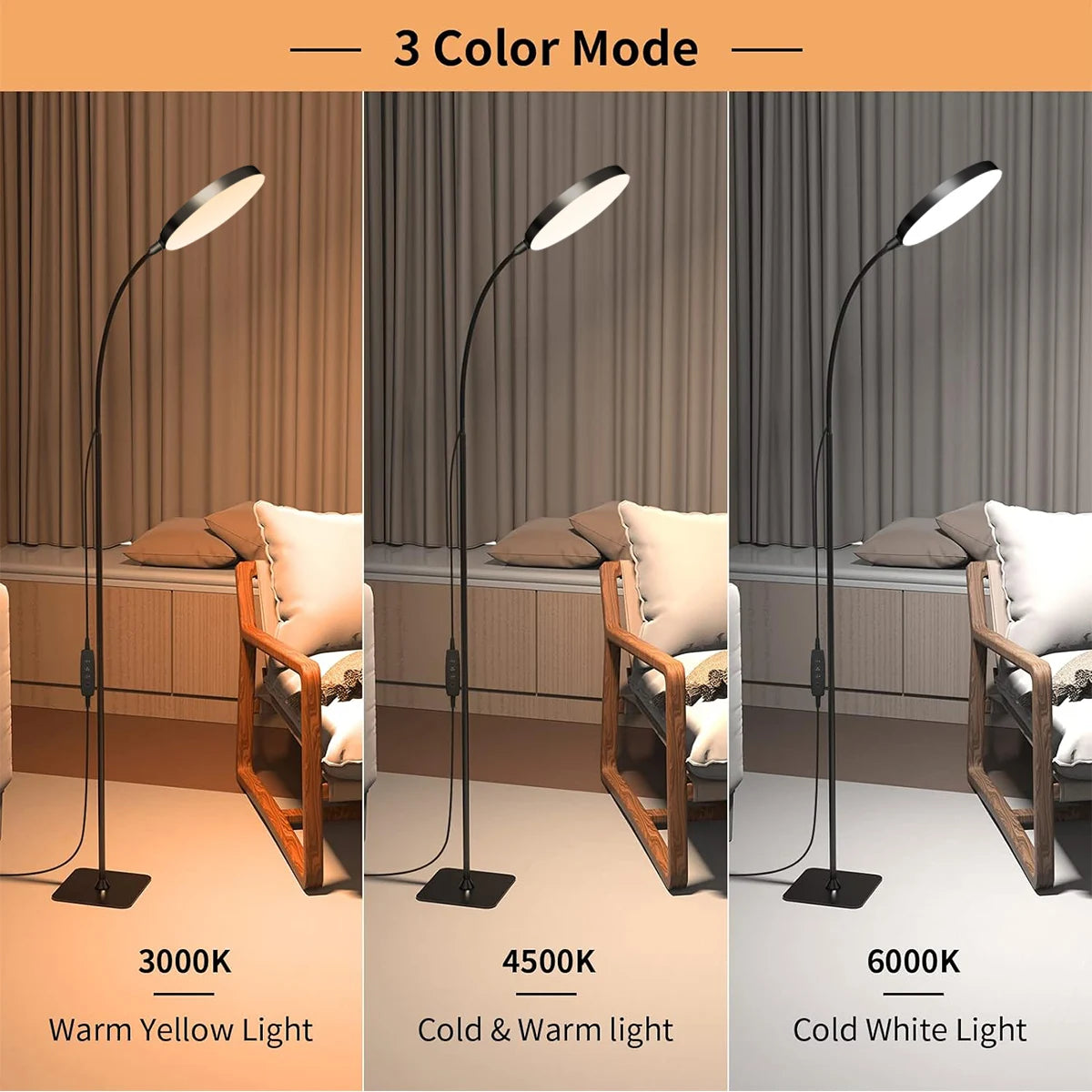 LED Floor Reading Lamp - Dimmable Gooseneck Task Light for Table or Floor Use