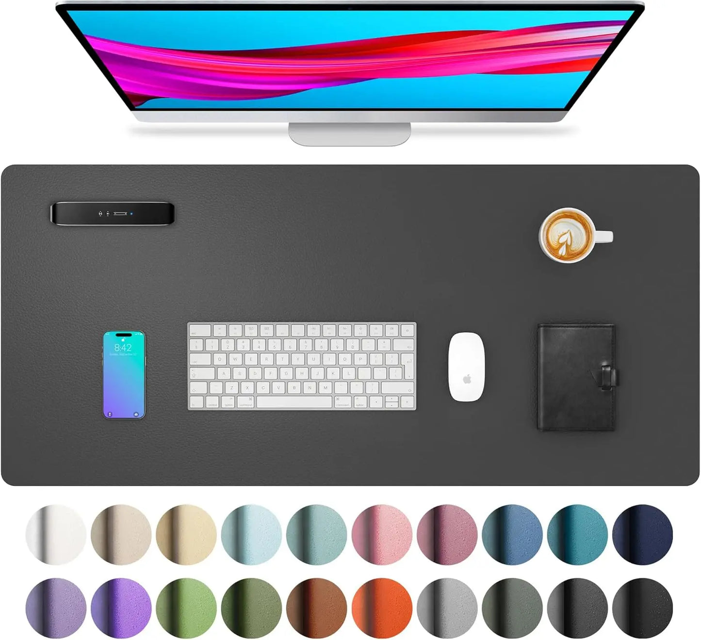 Large Waterproof PU Leather Desk Mouse Pad – Gaming Keyboard Desk Mat, Office Writing Surface Protector for Home & Work Setup
