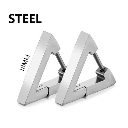 Stainless Steel Triangle Earrings - Unisex Punk Rock Geometric Push-Back Jewelry for Men & Women