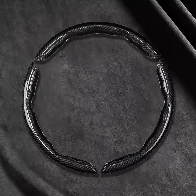 2/3PCS Universal Car Steering Wheel Cover — Laser Carbon Fiber, Silicone & 1K Microfiber Leather, Non-Slip PVC Booster