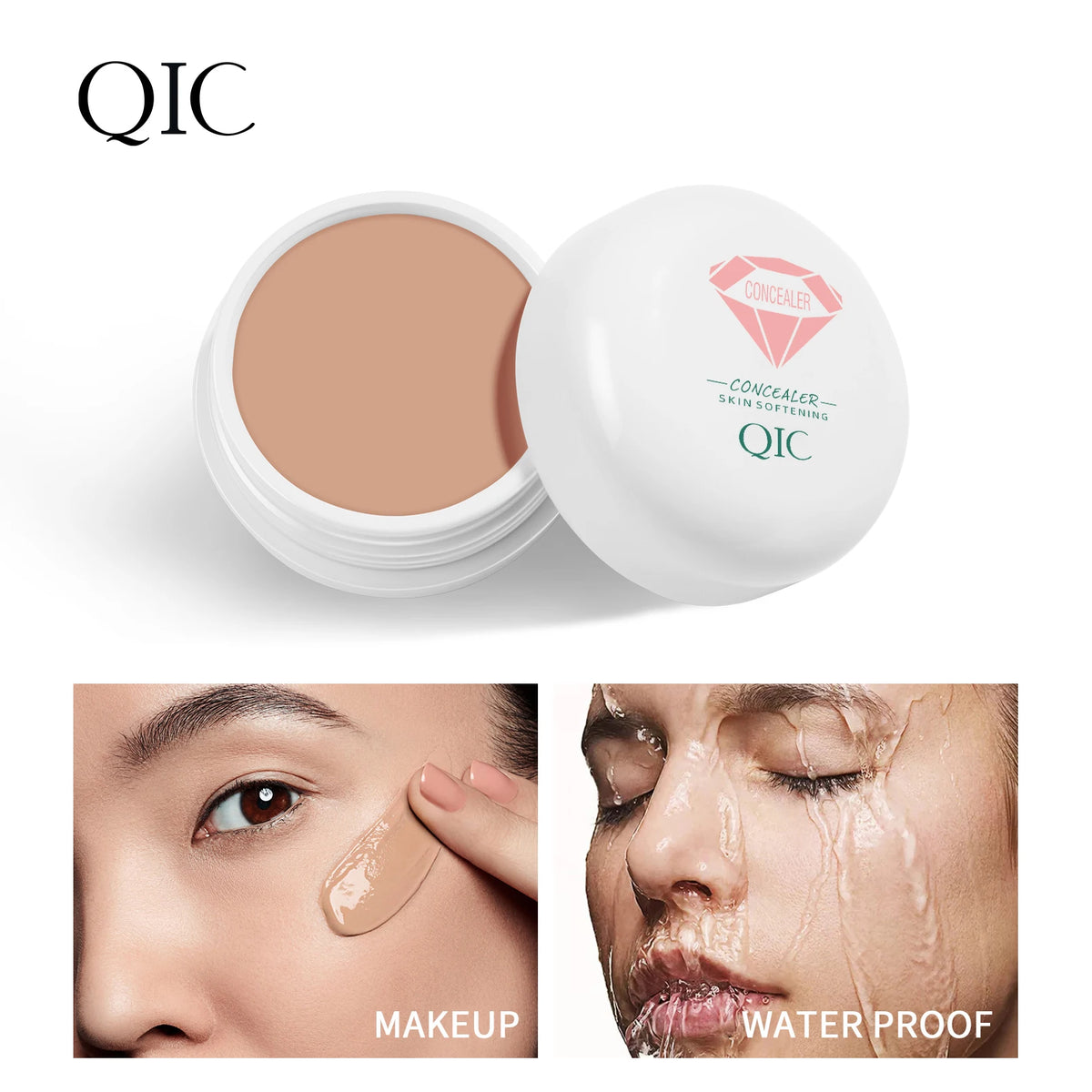 QIC Waterproof Concealer Cream - Sweatproof Full Coverage Tattoo Cover Foundation for All Skin Types