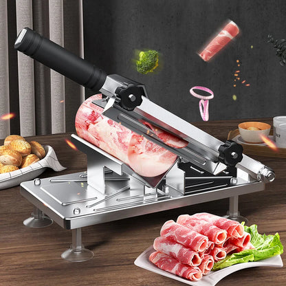 304 Stainless Steel Manual Food Slicer — Frozen Meat, Beef & Mutton Roll Cutter for BBQ & Hot Pot Cooking