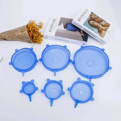 6PCS Reusable Silicone Stretch Lids – Multifunctional Food Bowl Covers for Fresh-Keeping Fruits & Vegetables