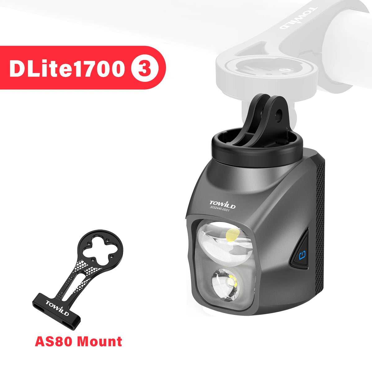 TOWILD DL1200S/DL1700 Bike Light - Rechargeable MTB Front Headlight with Cut-Off Beam, 1900LM Output & Power Bank Function