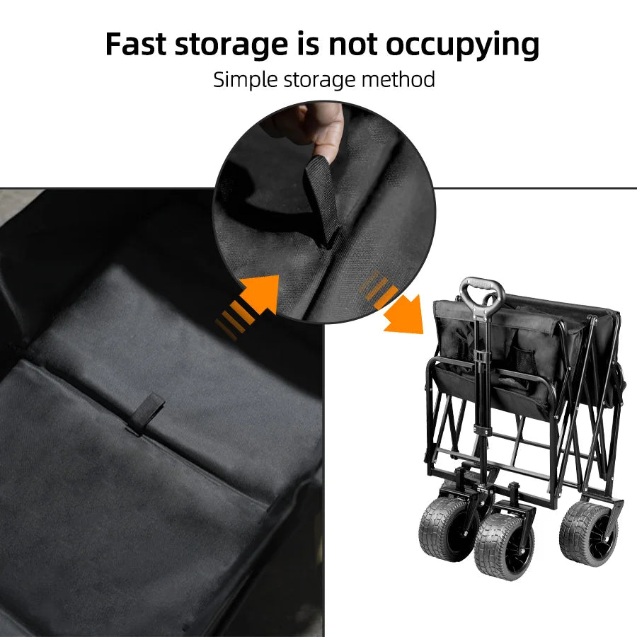 500lbs Heavy Duty Folding Tank Wheels Cart — Large Capacity Outdoor Wagon for Beach, Sand, Trolley & Camping