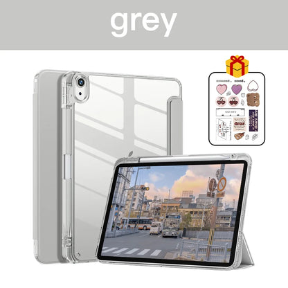 Transparent iPad Case - Protective Cover with Pencil Holder for iPad 7th–9th Gen, 10.2-Inch, Air 4/5, 10.9-Inch & Pro 12.9-Inch