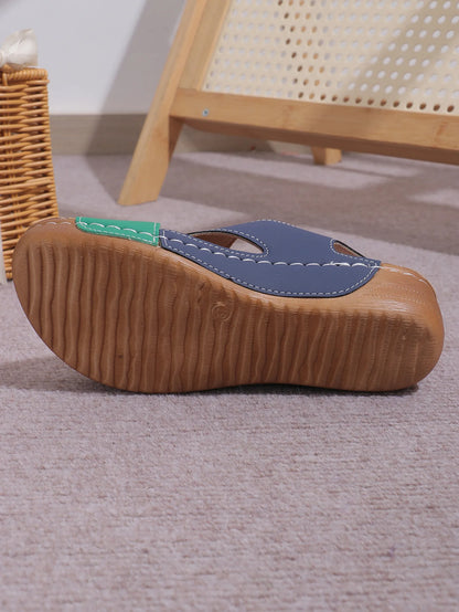New Women's Contrast Color Wedge Sandals – Comfortable Peep Toe Non-Slip Platform Beach Shoes