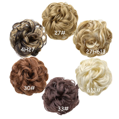 WIGSIN Synthetic Messy Bun Ponytail Extensions – Short Curly Chignon, Tousled Updo Hairpieces with Rubber Bands & Clip for Women & Girls