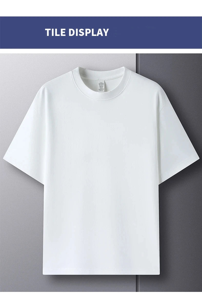 100% Pure Cotton Men’s Summer T-Shirt – High-End Short Sleeve Round Neck Breathable Fashion Top