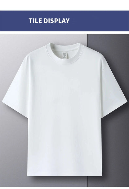 100% Pure Cotton Men’s Summer T-Shirt – High-End Short Sleeve Round Neck Breathable Fashion Top