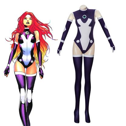 Anime Starfire Cosplay Costume – Sexy 3D Printed Bodysuit for Women, Halloween & Superhero Party Jumpsuit