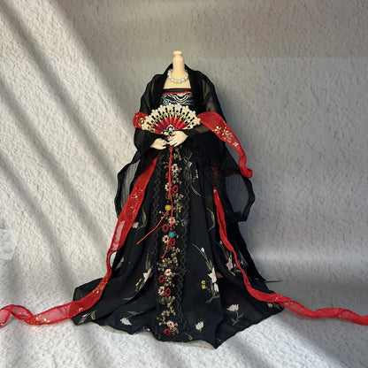 30cm 1/6 Scale Female Soldier Doll Outfit – Ancient Style Hanfu Cloak Suit for 12-Inch Action Figures, Toy Gift