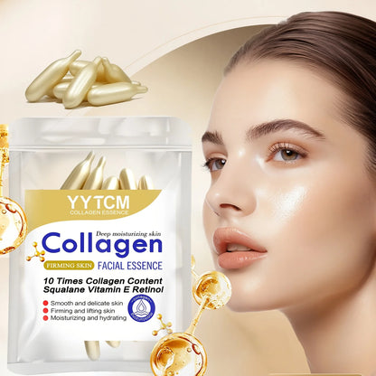 Collagen Firming Capsule Serum 30 Capsules - Hydrating Facial Serum with Plant-Based Squalane, Retinol & Vitamin E