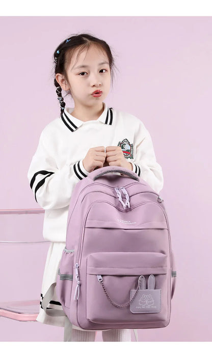 Girls’ School Backpack | Purple & Pink Large Capacity Bookbag for Kids, Primary Students Gift