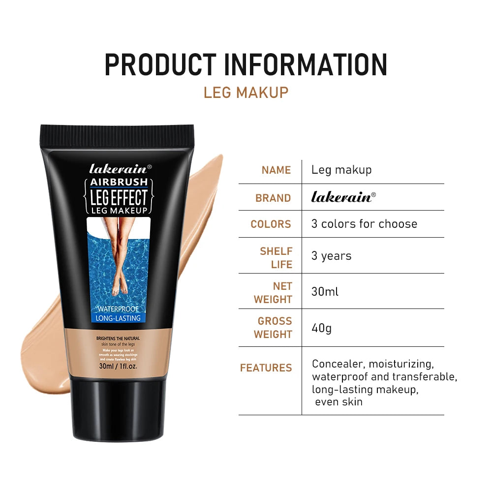 30g Moisturizing Leg & Body Foundation — Liquid Fake Tan Cream for Even Skin Tone and Skin Care