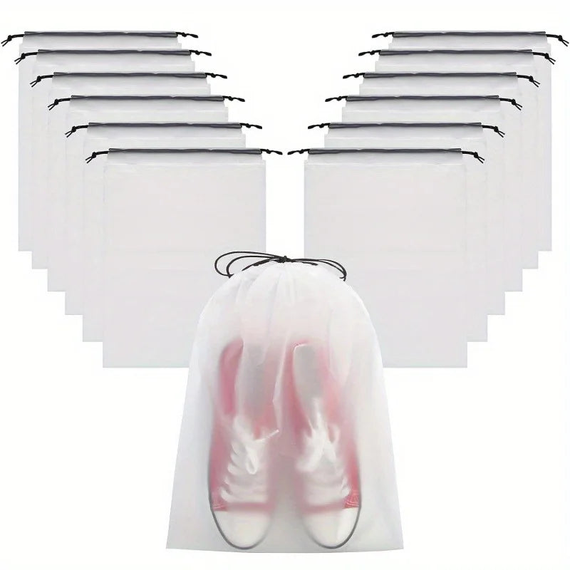 5/10/20PCS Portable Drawstring Shoe Storage Bags — Waterproof Transparent Eco Travel & Makeup Organizer Bags
