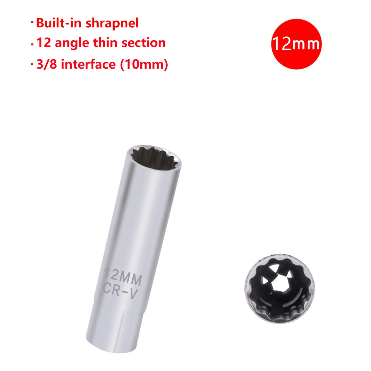 Universal Spark Plug Socket Wrench - 3/8 Magnetic, 12 Angle Thin Wall for 14/16mm Spark Plug Removal, Auto Repair Tool
