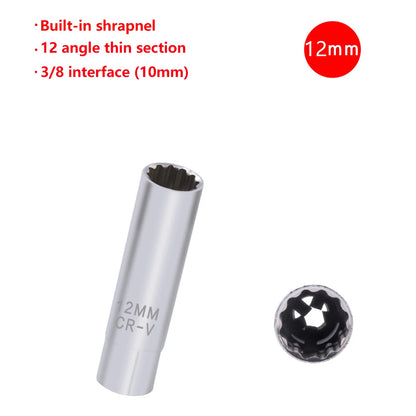 Universal Spark Plug Socket Wrench - 3/8 Magnetic, 12 Angle Thin Wall for 14/16mm Spark Plug Removal, Auto Repair Tool