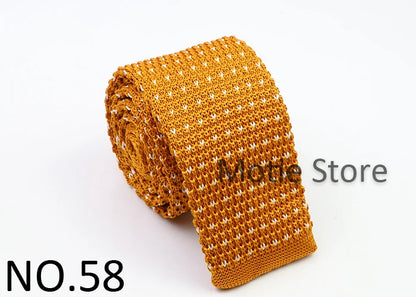 Classic Knit Neck Tie for Men — 6cm Plaid & Dots Casual Business Wedding Tie
